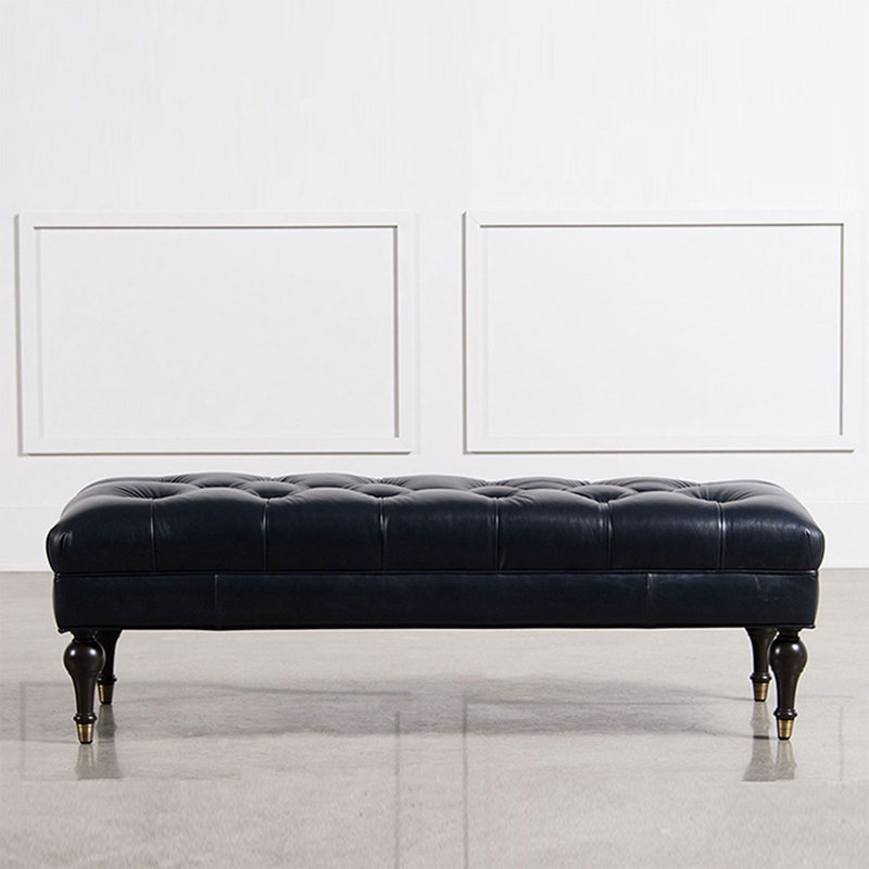 Banc rembourré noir, H 16,54 po x l 39,37 po x P 17,72 po