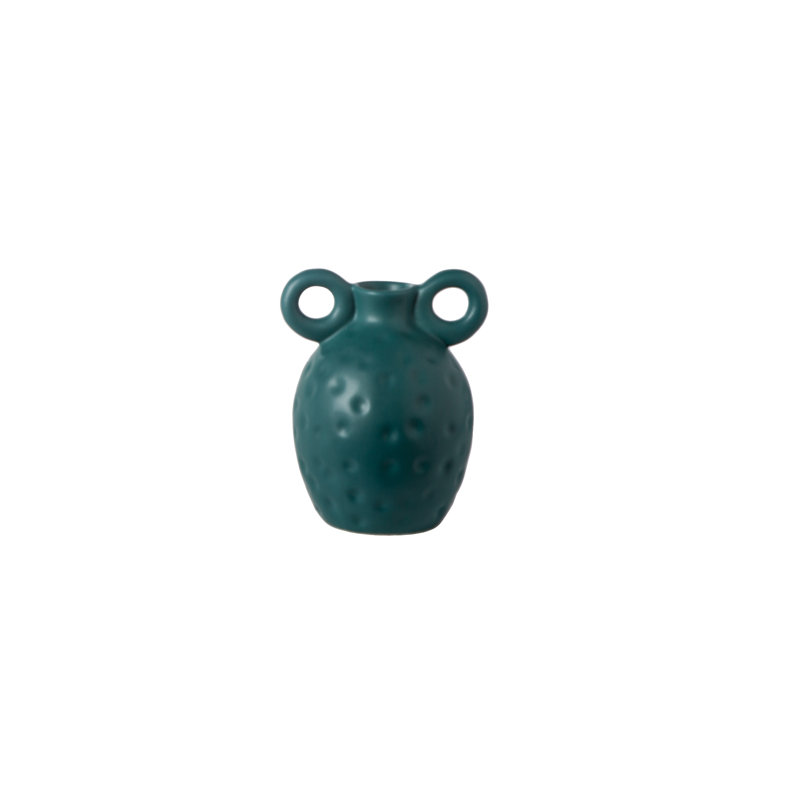 Vase en céramique rond Pelike fini mat vert pin