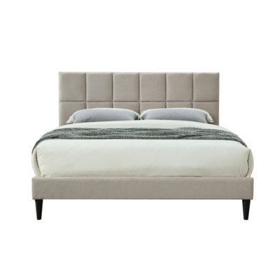 Gray Queen Sized Bed In A Carton - Charging, Squares Headboard Box With Charge