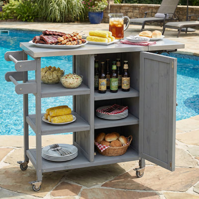 Chariot de barbecue extérieur avec abattant pliable