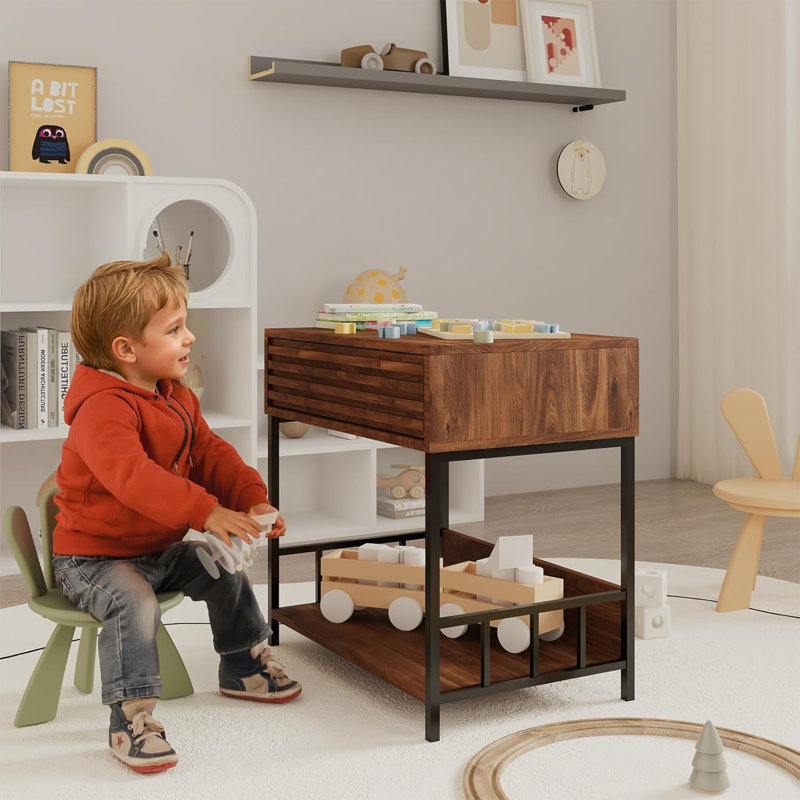 Cat End Table With Storage, Side Table With Dog Bed Underneath, Dog Crate Furniture Open Design With Metal Legs Chew-Proof, Bedside Tables With Pet Bed For Living Room,Bedroom