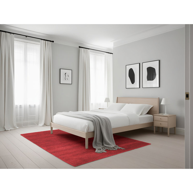 Tapis de zone rouge contemporaine, Rectangle 5 pi x 7 pi