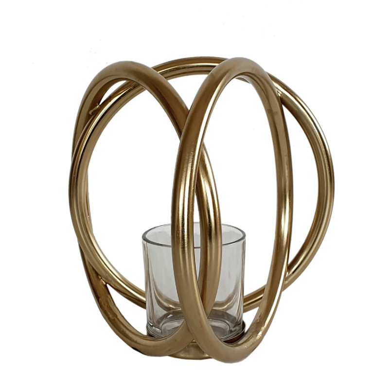 Candle Holder 8" x 8" x 8" Gold/Brown
