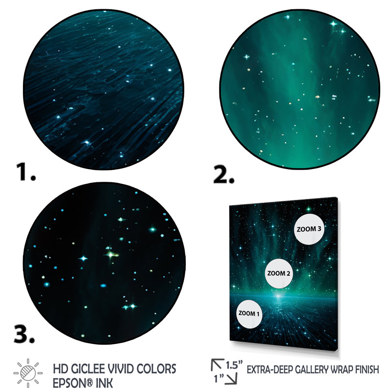 Art mural noir Interstellar Gaz, Cadre flottant doré, H 20 po x l 12 po x P 1 po
