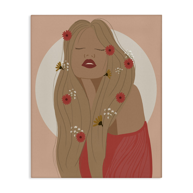 «Hippie Boho Girl», art mural sur toile par Chen Alyesh, H 40 po x l 30 po