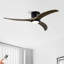 Ventilateur de plafond encastré de 52 po à pales en bois massif avec lumière avec télécommande, moteur réversible silencieux, 6 vitesses, pour salon de patio, chambre à coucher, intérieur-153212378-153212376