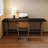 Black + Nut-brown Rectangular Solid Wood + Iron desk-1685927764