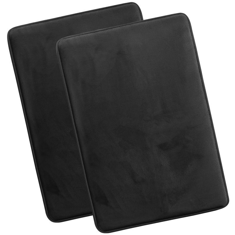 Steph Luxury Ultra Soft and Absorbent Memory Foam Bath Rug Set with Non-Slip Backing, Large: 20"W x 34"L, Black