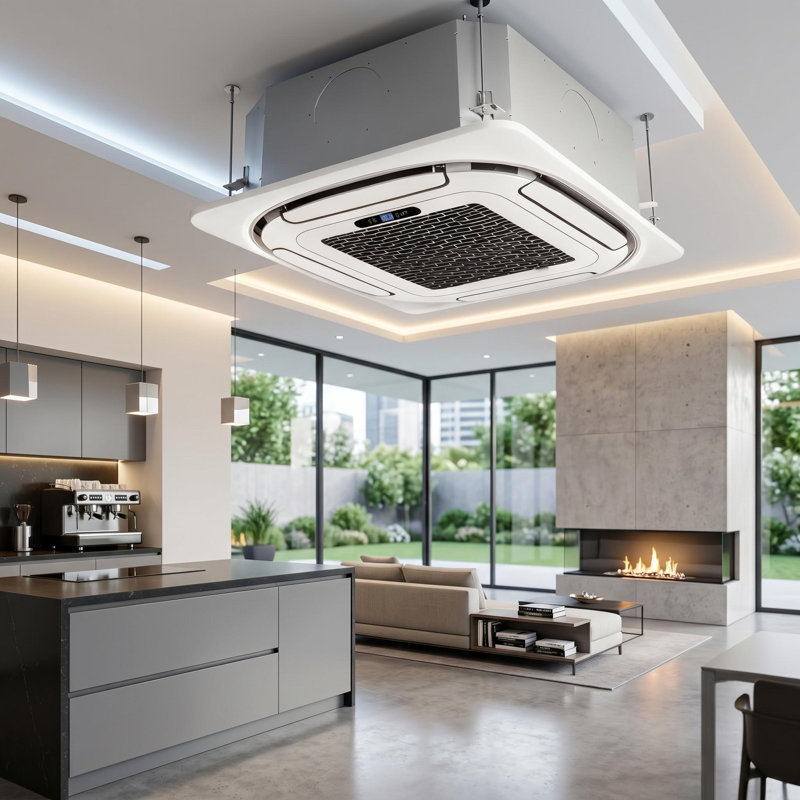 Mini climatiseur à cassettes de plafond 18 000 BTU, flux d'air à 8 voies sur 360 °, 18 000 BTU