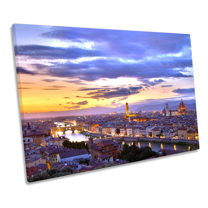 Florence Italy Skyline Sunset - Wrapped Canvas Print, 50.8cm H x 76.2cm W x 2cm D