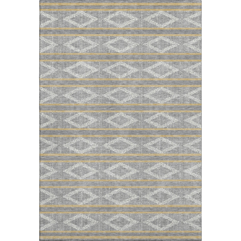 Tapis géométrique de qualité supérieure lavable à la machine Diskin AMF1029, Rectangulaire 8 pi x 10 pi