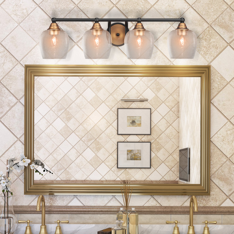 Michell 4-Light Bath Bar, Matte Black/Brushed Gold