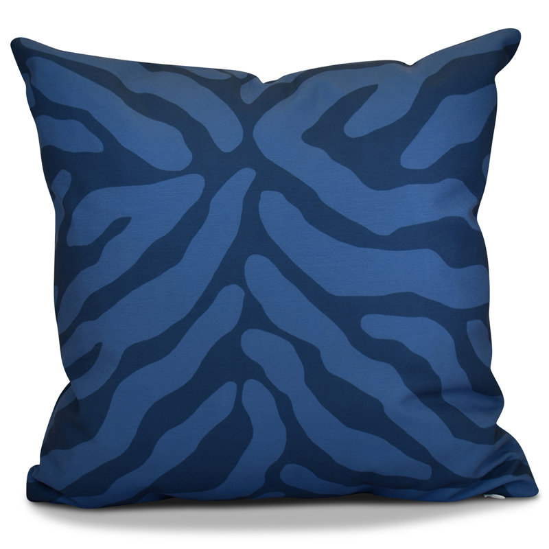 Flora and Fauna Outdoor Square Pillow Cover & Insert, Navy Blue, 16" H x 16" W x 2" D