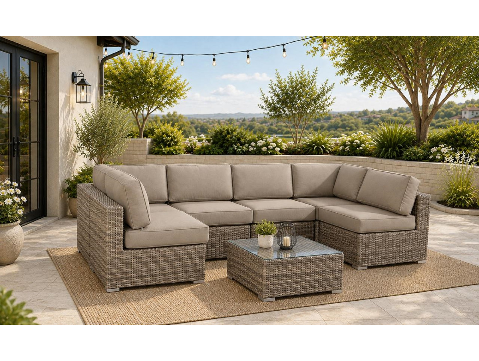 Tonioni 4-Person Sunbrella® Patio Seating Group, Sunbrella Taupe