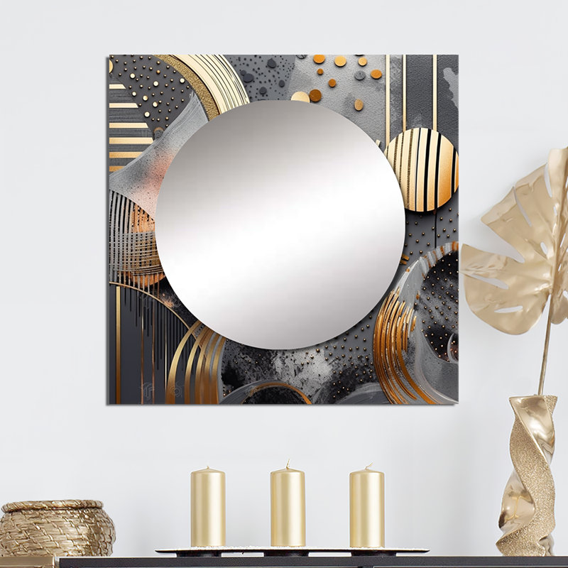 Lilram - Miroir carré abstrait en marbre pour décoration murale, 23 po x 23 po