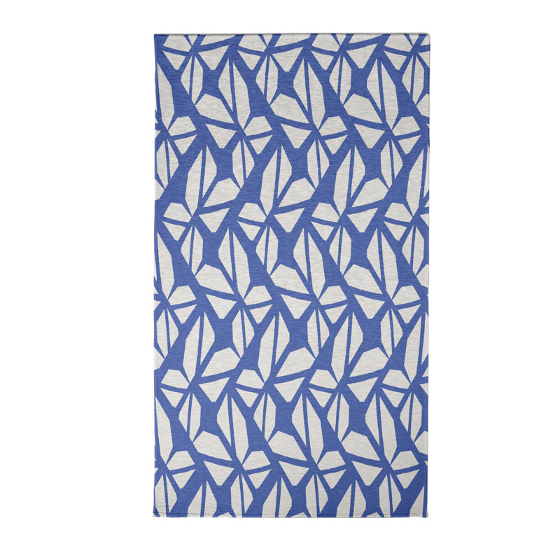 Tapis décoratif bleu géométrique, Rectangle 4 pi x 6 pi