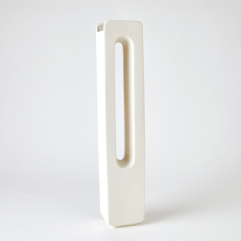 Vase de table en céramique, Blanc, H 26,5 po x l 5 po x P 4 po