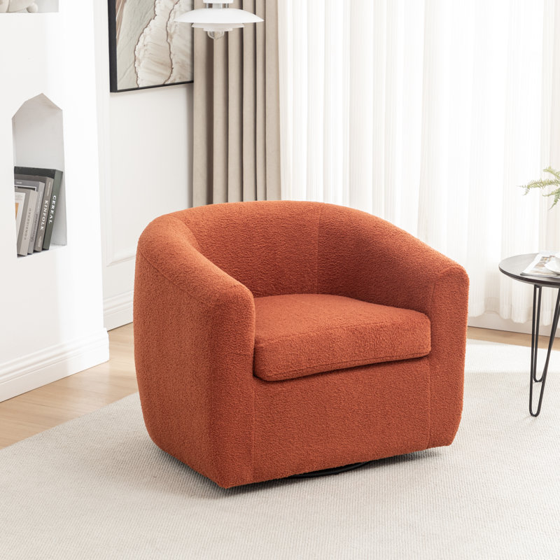 Odey 33.5” half-barrel swivel chair, Orange moelleux