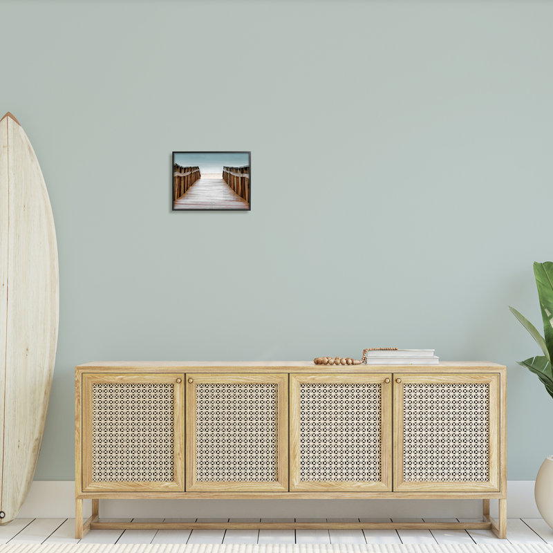 «Beach Boardwalk Wooden Waterfront Pier Ocean Coast» par Danita Delimont - photographie, Giclée encadrée noir minuit