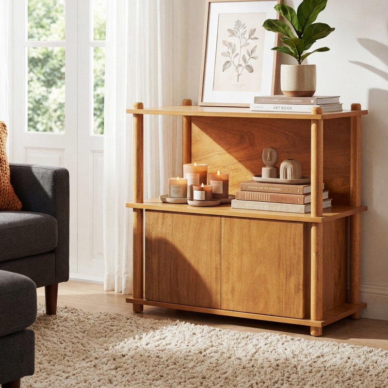 Table de chevet en bois, table d'appoint moderne avec tablette ouverte et armoire de rangement cachée, table de bout polyvalente pour chambre à coucher, salon et entrée
