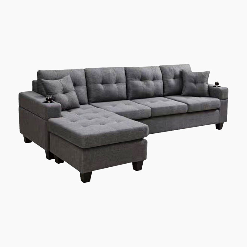 Canapé modulaire droit MEGA avec repose-pieds, canapé d'angle convertible avec rangement pour accoudoirs, canapé modulaire pour salon et appartement, méridienne droite