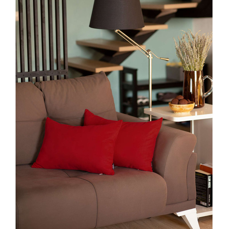 Throw Pillow, Red, 12"H x 20"W, Rectangular