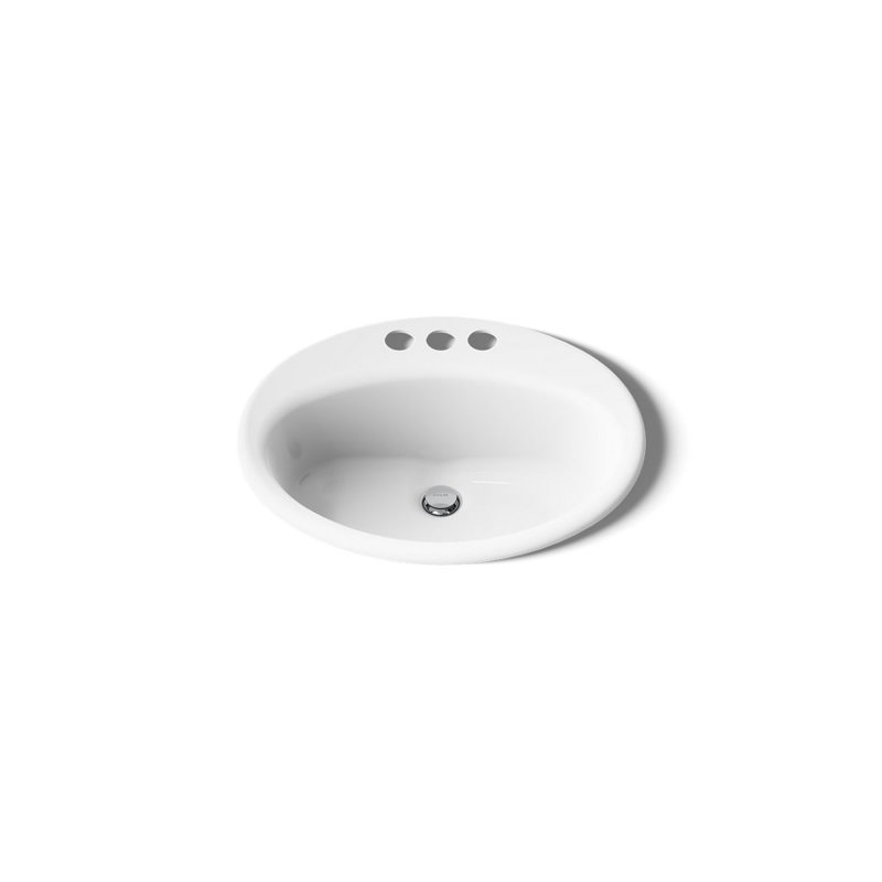 Farmington Metal Oval Drop-In Bathroom Sink with Overflow, White, 4" Center