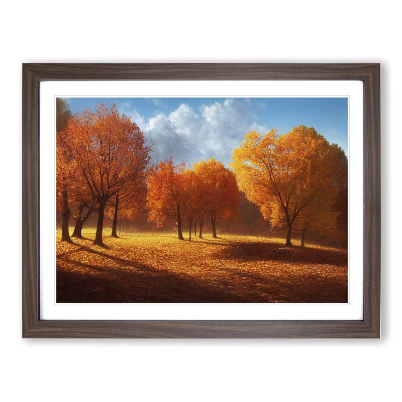 XH1022-9605X View Of An Autumn Forest Vol.3 - Single Picture Frame Painting, 34cm H x 46cm W x 2cm D, Walnut