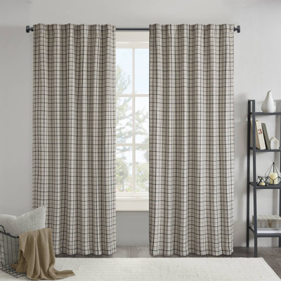 Anaheim Woven Plaid Room Darkening Thermal Fleece Lined Single Curtain Panel