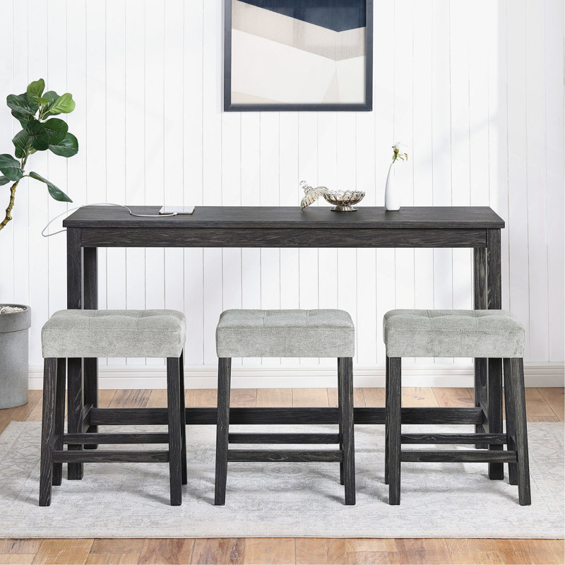 Ensemble de table de bar et chaises, Noir