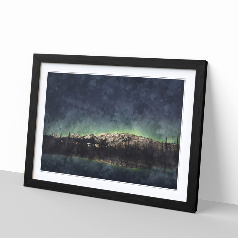 Northern Lights over in Canada - Picture Frame Graphic Art Print, 62cm H x 87cm W x 2cm D, Black Framed