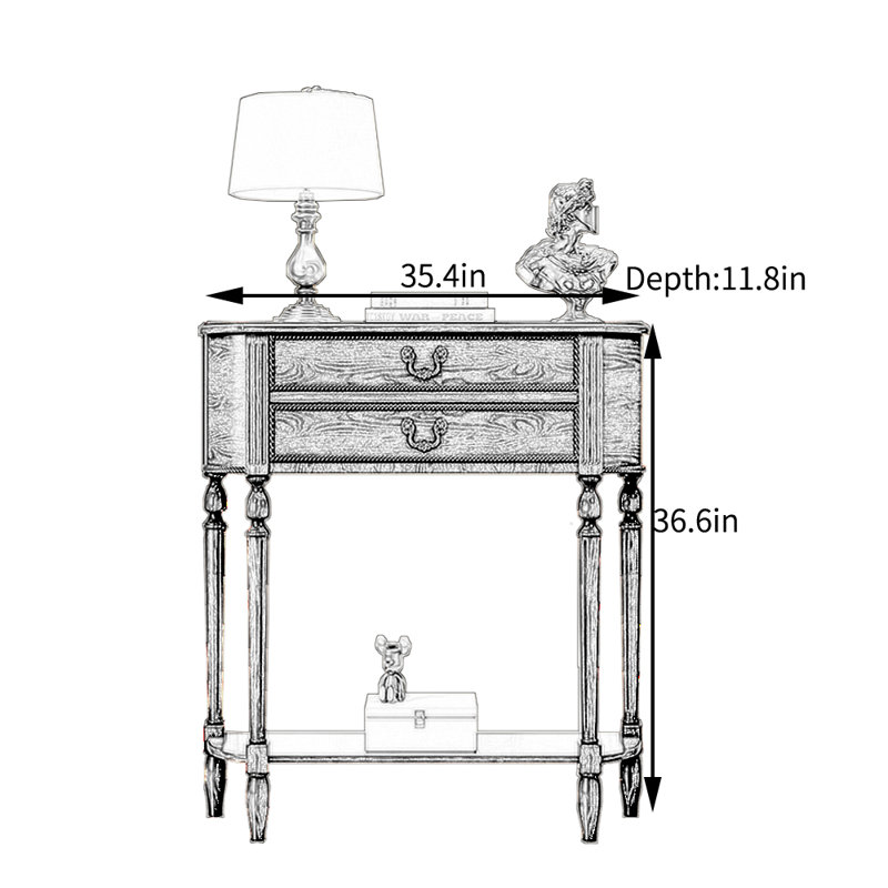 Vladilen, Bois brun, H 36,6 po x l 35,4 po x P 11,8 po