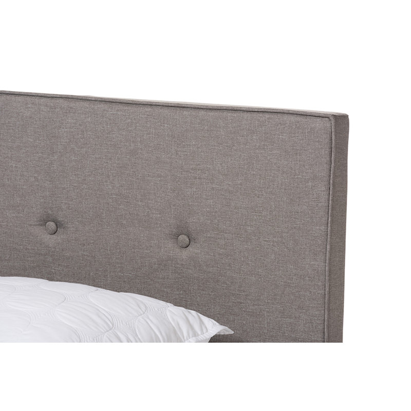 Lit tapissier standard Gardas, Double, Gris clair