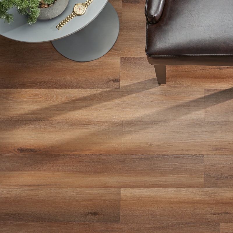 Lujo 48" x 6" x 4.5mm Rigid Click-Lock Luxury Vinyl Tile Flooring (27.39 Sq. Ft. / Case), Oak Scotch