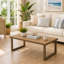 Table basse en rotin et osier pour terrasse
