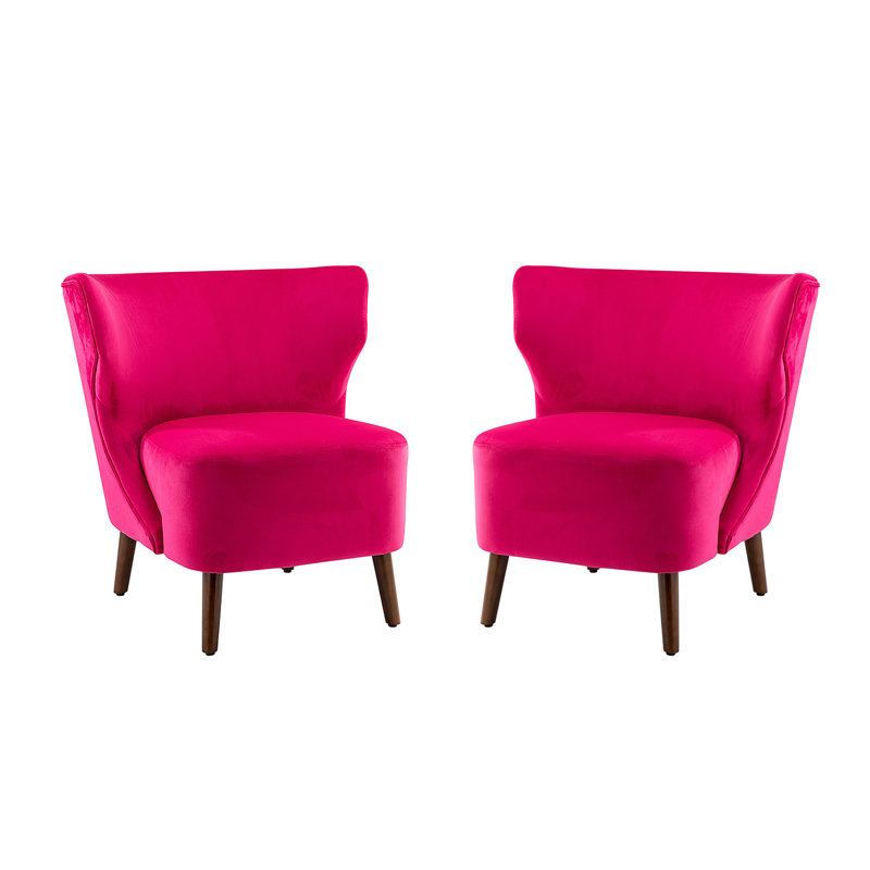 Ensemble de 2 chaises d'appoint Thoryn, Velours fuchsia / polyester