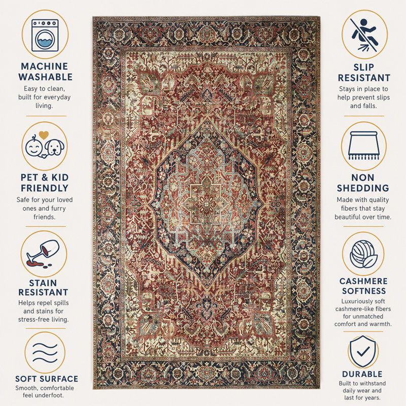 Arvada Vintage Look Shag Area Rug, Rectangle 120 x 170 cm
