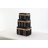 Cole And Grey Fabric Decorative Black Trunk With Brass Metal Latches And Brown Wooden Accents Set