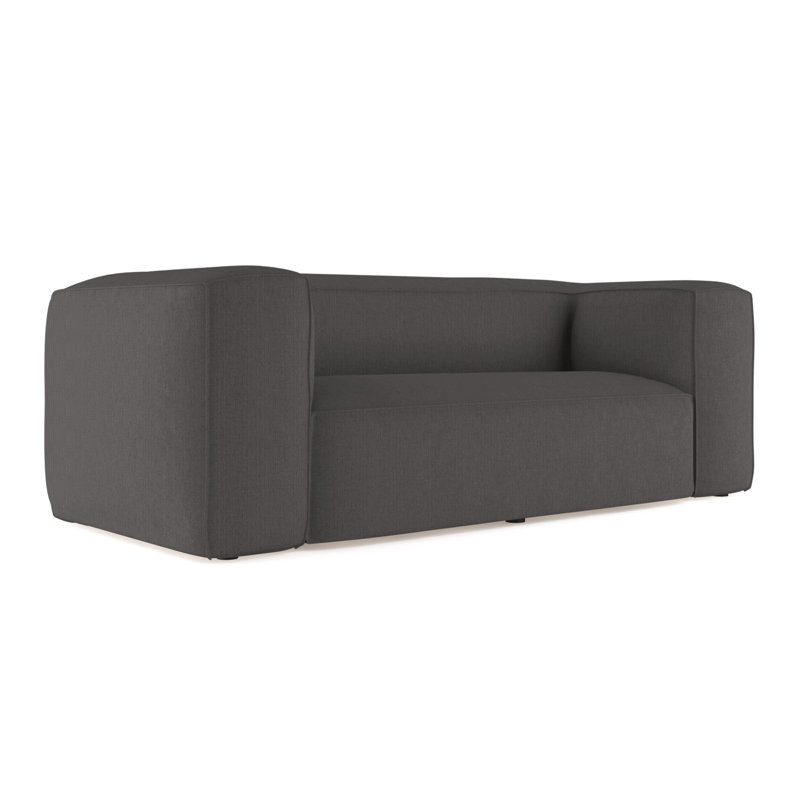 Varick Oversize Track-Arm Sofa with Flange, 30" H x 108" W x 41" D, Weathered, Box Weave Linen Graphite