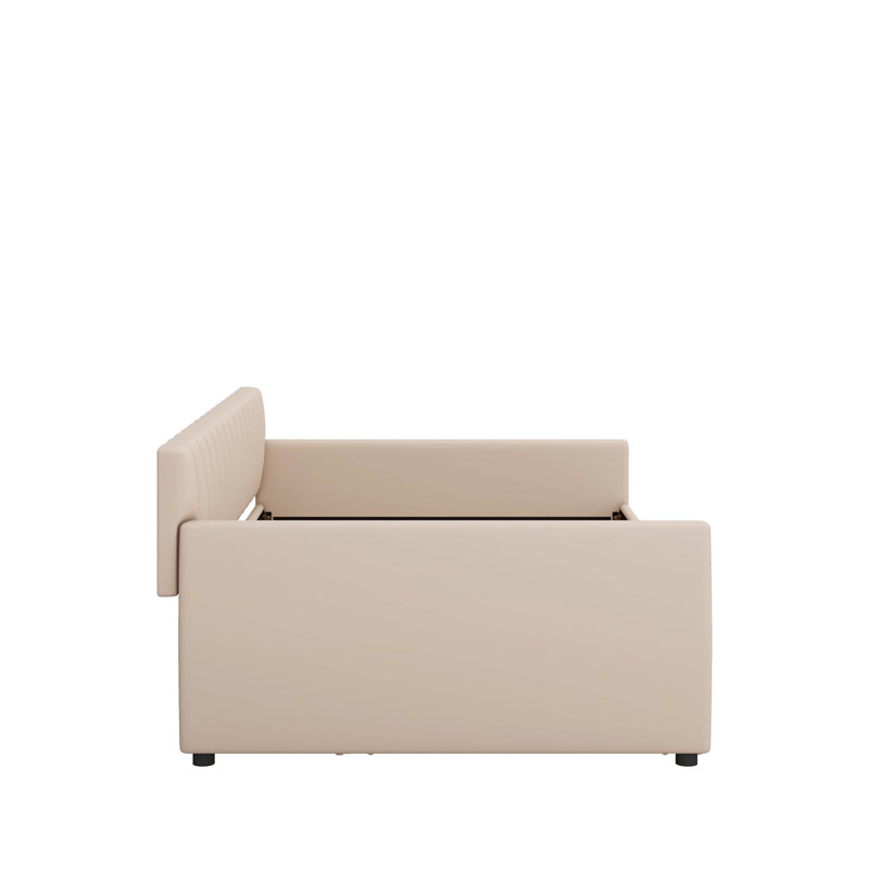 Lit de jour double avec lit gigogne, Beige