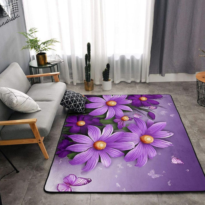 Tapis lavable en flanelle antidérapante pour chambre ou salon, 61 x 91 cm, L 9,84 po x L 13,39 po