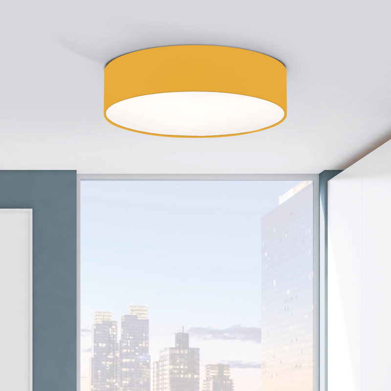 Parvin Fabric LED Flush Mount, Yellow