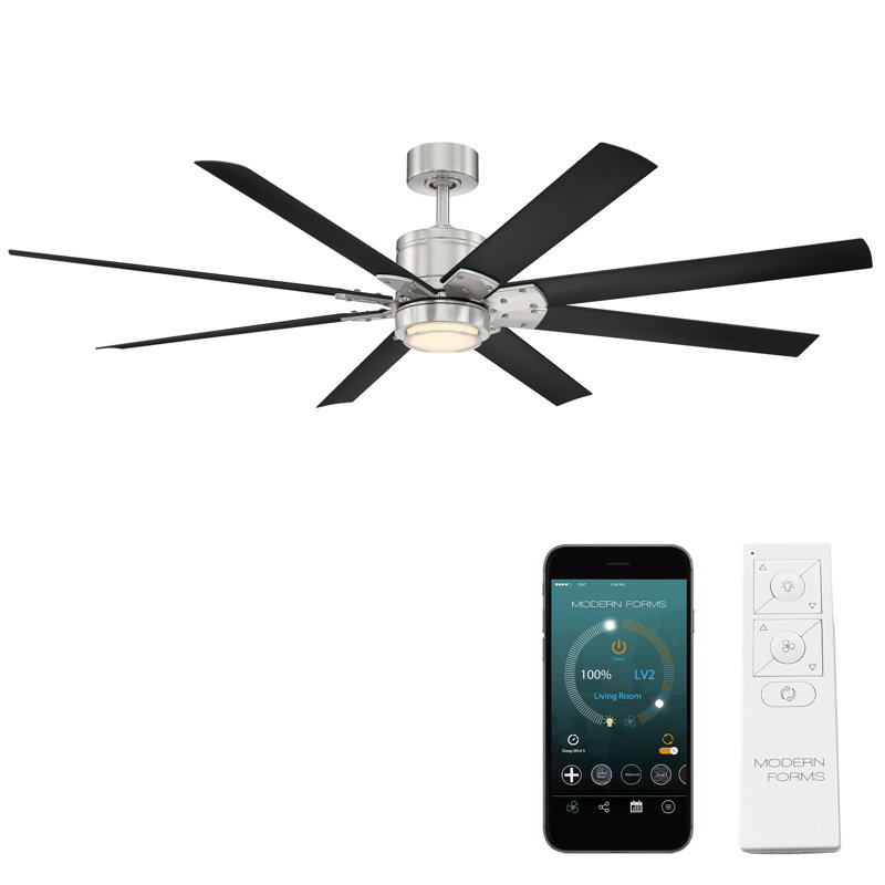 Renegade 8 - Blade Outdoor Integrated LED Smart Standard Ceiling Fan with Remote Control and Light Kit Included, 52", 3000K