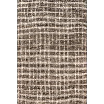 Brown Hand-Tufted Checkered Wool Rug