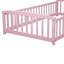 Lit simple pour enfants Montessori, lit pour tout-petits en bois de pin avec garde-corps de sécurité, entrée centrale, lit de clôture à profil bas, rose-132210139-132210143
