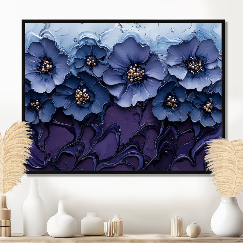 Allbritton - Floral Wall Art, 12" H x 20" W, Black Floater Framed