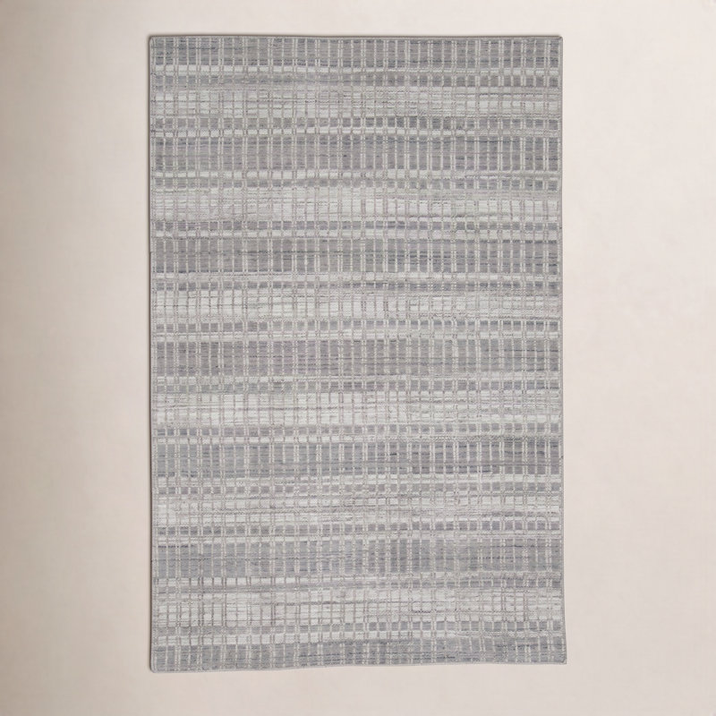 Tapis gris fait à la main Adriann, Rectangle 7 pi 3 po x 9 pi 3 po