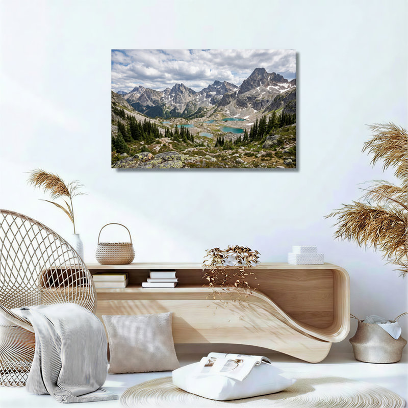 Ensemble de 1 tableau sur toile représentant un paysage de montagne, H 20 po x l 30 po, Toile tendue