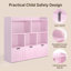 Bibliothèque pour enfants et armoire de rangement pour jouets, cloison ouverte à deux couches, trois tiroirs avec poulies, structure en bois sécuritaire, imperméable et facile d'entretien, rose-530676886