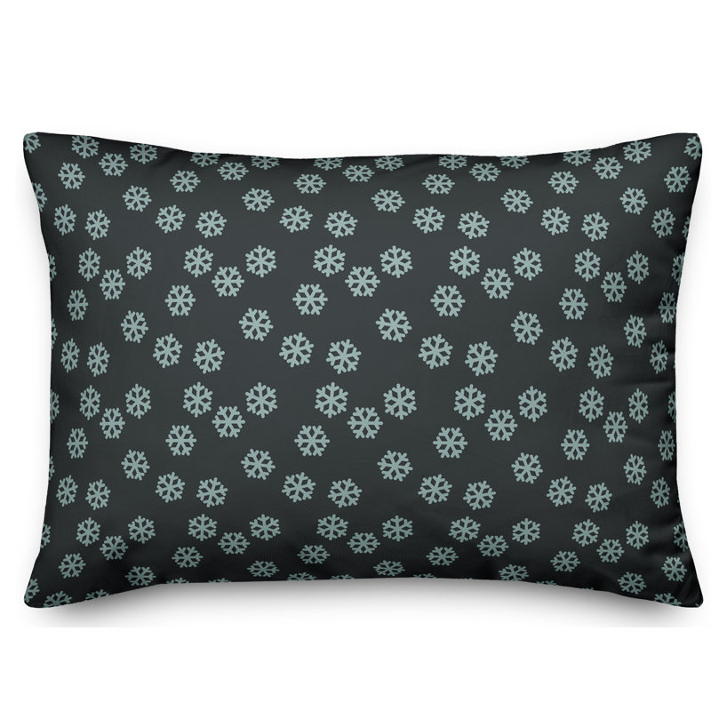 Snowflakes Reversible Throw Pillow, Blue/Charcoal